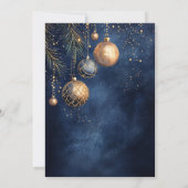 Invitation Gold Navy Bleu Ornements Baubles Noël de fête (Dos)