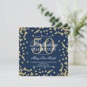 Invitation Gold Navy Blue 50e anniversaire Parties scintillan (Debout devant)