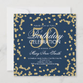 Invitation Gold Navy Blue 50e anniversaire Parties scintillan (Devant)