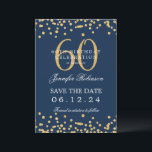 Invitation Gold Navy Blue 60th Birthday Enregistrer la date D<br><div class="desc">Elégant design "60th Birthday Party" avec faux confettis de parties scintillant & détails texte. Facile à utiliser et facile à personnaliser. Commandez aujourd'hui !</div>