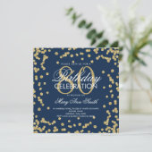 Invitation Gold Navy Blue 80e anniversaire Parties scintillan (Debout devant)