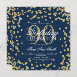 Invitation Gold Navy Blue 90th Birthday Parties scintillant C<br><div class="desc">Elégant 90e anniversaire Gold Faux Parties scintillant Confetti Marine modèle d'invitation Blue. Idéal pour les fêtes de 90 ans et plus !</div>