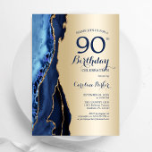 Invitation Gold Navy Blue Agate 90e anniversaire
