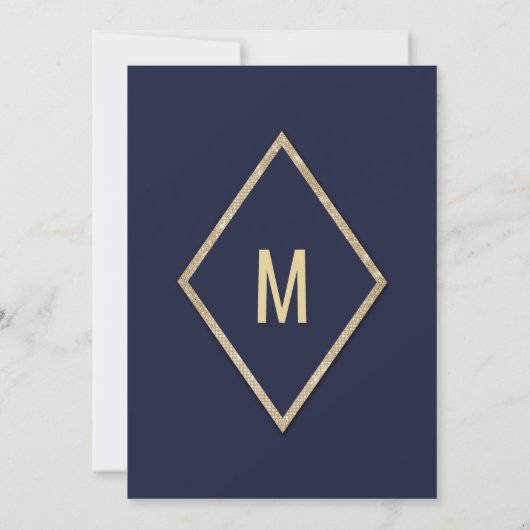 Invitation Gold Navy Blue Faux Parties scintillant Sequin Bru (Dos)