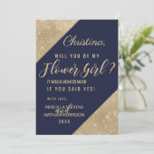Invitation Gold Navy Blue Faux Parties scintillant Sequin Flo (Debout devant)