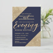 Invitation Gold Navy Blue Faux Parties scintillant Sequin Soi (Debout devant)