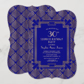 Invitation Gold Navy Blue Great Gatsby Art Déco Anniversaire (Devant / Derrière)