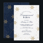 Invitation Gold & Navy Blue Winter Christmas Engagement Party<br><div class="desc">Célébrez votre journée spéciale avec cette élégante invitation de fiançailles hivernales. Ce design présente de beaux flocons de neige et des graphismes étincelants dans le thème de couleur or et bleu marine. Vous pouvez customiser le texte à n'importe quel événement hivernal. D'autres invitations de célébration fiançailles et fournitures de fête...</div>