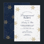 Invitation Gold & Navy Blue Winter Christmas Engagement Party<br><div class="desc">Célébrez votre journée spéciale avec cette élégante invitation de fiançailles hivernales. Ce design présente de beaux flocons de neige et des graphismes étincelants dans le thème de couleur or et bleu marine. Vous pouvez customiser le texte à n'importe quel événement hivernal. D'autres invitations de célébration fiançailles et fournitures de fête...</div>