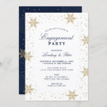 Invitation Gold & Navy Blue Winter Christmas Engagement Party<br><div class="desc">Célébrez votre journée spéciale avec cette élégante invitation de fiançailles hivernales. Ce design présente de beaux flocons de neige et des graphismes étincelants dans le thème de couleur or et bleu marine. Vous pouvez customiser le texte à n'importe quel événement hivernal. D'autres invitations de célébration fiançailles et fournitures de fête...</div>