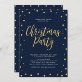 Invitation Gold & Navy Chic Confetti Fête de Noël (Devant / Derrière)