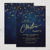 Invitation Gold Navy Éclairage de Noël Fête de Noël (Devant / Derrière)