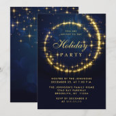 Invitation Gold Navy Éclairage de Noël Fête de Noël (Devant / Derrière)