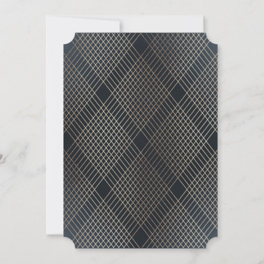 Invitation Gold Navy Oval Géométrique Art Déco Mariage Gatsby (Dos)