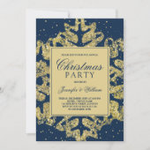 Invitation Gold & Navy Parties scintillant Élégante fête de N (Devant)