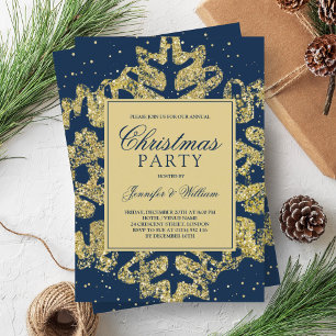 Invitation Gold & Navy Parties scintillant Élégante fête de N