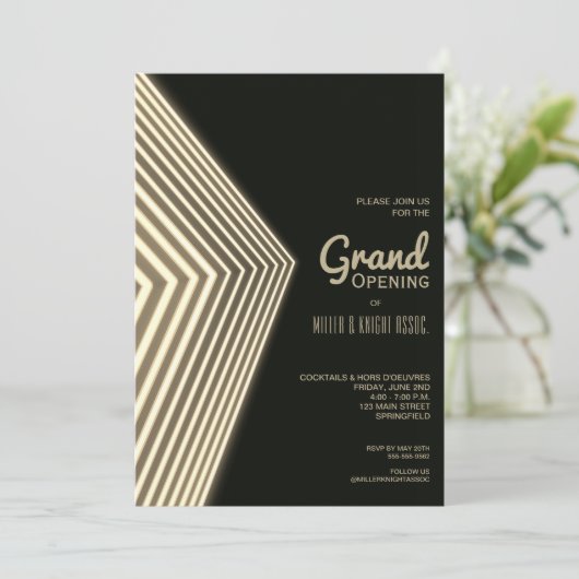 Invitation Gold Neon Grand Ouverture (Debout devant)