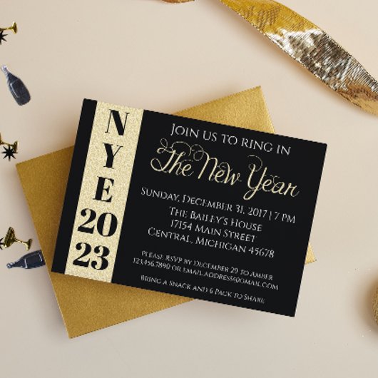 Invitation Gold New Years Eve