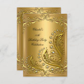 Invitation Gold N'importe quel âge Élégante fête d'anniversai (Devant / Derrière)