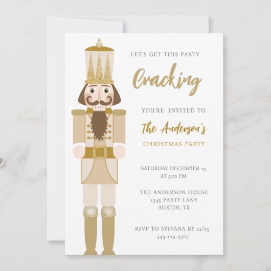 INVITATION GOLD NOËL NUTCRACKER FÊTE DE FÊTE NUTCRACKER (Devant)