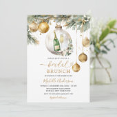 Invitation Gold Noël Ornament Floral Vin Bridal Brunch (Debout devant)
