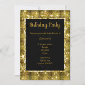 INVITATION GOLD NOIR DISCO THÈME TOUTE OCCASION ANNIVERSAIRE (Devant)
