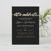 Invitation Gold noir minimaliste 60e anniversaire (Debout devant)