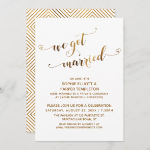 Invitation Gold Nous avons épousé la fête post-Mariage