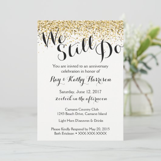 Invitation Gold Nous Faisons Encore Mariage Anniversaire Invi (Debout devant)