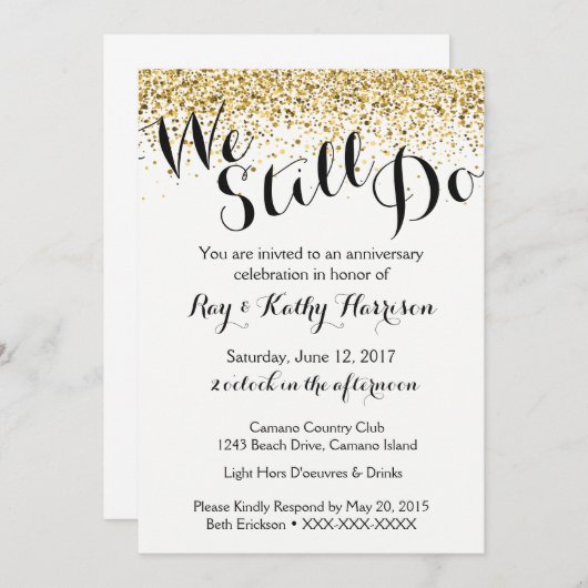 Invitation Gold Nous Faisons Encore Mariage Anniversaire Invi (Devant / Derrière)