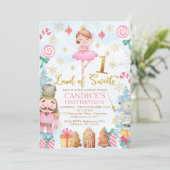 Invitation Gold Number Nutcracker Land of Sweets 1er annivers (Debout devant)