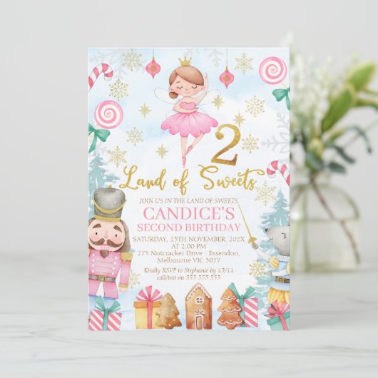 Invitation Gold Number Nutcracker Land of Sweets 2e anniversa (Debout devant)