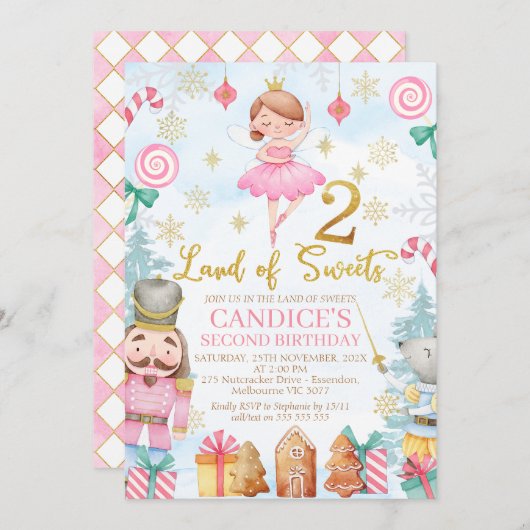 Invitation Gold Number Nutcracker Land of Sweets 2e anniversa (Devant / Derrière)