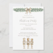 Invitation Gold Nutcracker and Mistletoe Christmas  (Devant)