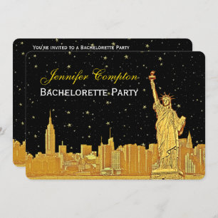 Invitation Gold NYC Skyline #2 Black Starry BGH Fête des mari