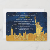 Invitation Gold NYC Skyline #2 Blue Starry H Baby shower (Dos)