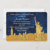Invitation Gold NYC Skyline #2 Etch Blue Starry BG H Sweet 16 (Dos)
