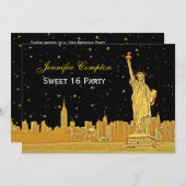 Invitation Gold NYC Skyline #2 Etch Starry do-it-yourself BG  (Devant / Derrière)