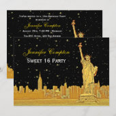 Invitation Gold NYC Skyline #2 Gravure Starry DIY Fond H Swee (Devant / Derrière)