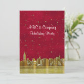 Invitation Gold NYC Skyline Christmas Red Starry (Debout devant)
