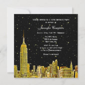 Invitation Gold NYC Skyline Etched Starry do-it-yourself BG S (Dos)