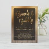 Invitation Gold Ombre Barn Bois Brunch & Bubbly (Debout devant)