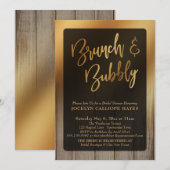 Invitation Gold Ombre Barn Bois Brunch & Bubbly (Devant / Derrière)