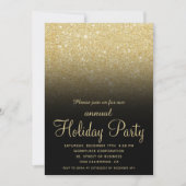 Invitation Gold ombre parties scintillant Noël entreprise (Devant)