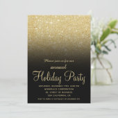 Invitation Gold ombre parties scintillant Noël entreprise (Debout devant)