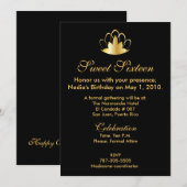 Invitation Gold on Black Sweet Sixteen Invite-Customize. (Devant / Derrière)