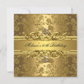 Invitation Gold On Gold 50th Birthday Party Bijoux Floral (Devant)