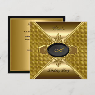 Invitation Gold On Gold Black 50th Birthday Party 3
