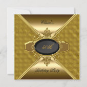 Invitation Gold On Gold Black 50th Birthday Party 3 (Devant)
