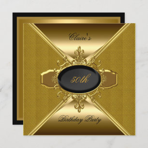 Invitation Gold On Gold Black 50th Birthday Party 3